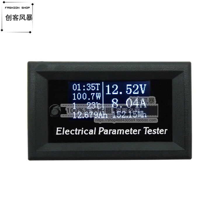 100V 10A OLED电压表 电流表头 功率表 温度计时器电池容量测试仪