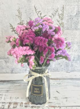 勿忘我干花花束带花瓶套装满天星真花装饰客厅家居摆设小清新摆件