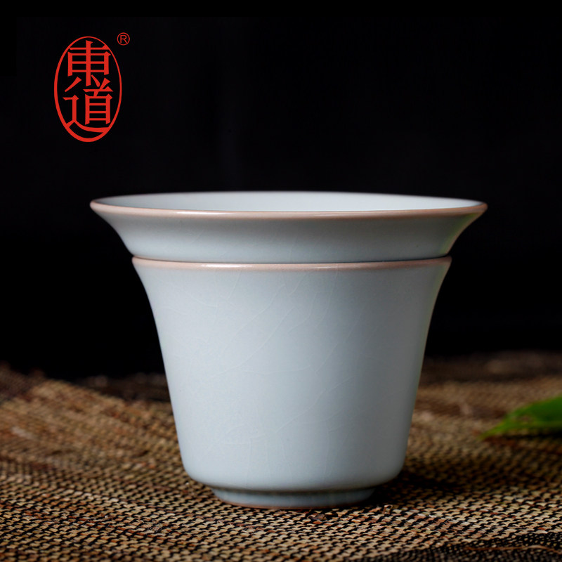 东道汝窑澄心茶漏组开片陶瓷茶具过滤网一滤网一杯托全新礼盒装