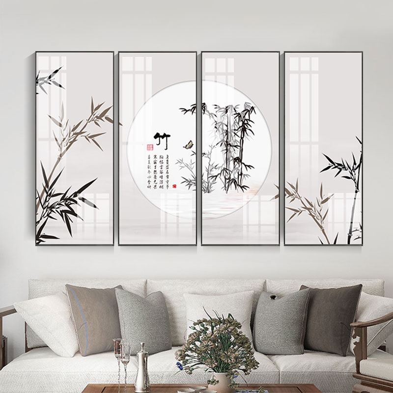 梅兰竹菊挂画客厅新中式沙发背景墙装饰画走廊茶室餐厅四联画国画