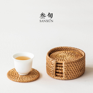 叁旬 秋藤茶垫杯垫日式茶杯垫功夫茶具配件家用茶杯垫茶道隔热垫