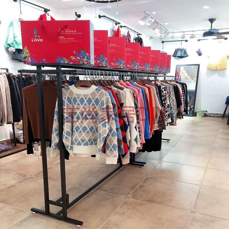 服装店睡衣中岛展示架侧挂衣服架子挂男女装童装店铺中间双排货架