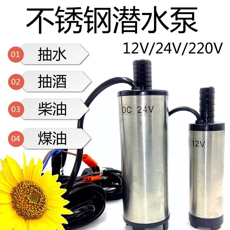 不锈钢小型抽水泵电动抽酒泵220v家用带调速度柴油泵12v24v潜水泵