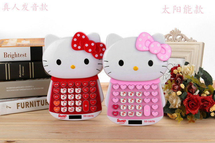 韩国创意hello kitty公仔造型大猫头 计算器 推盖计算机双KT-1101