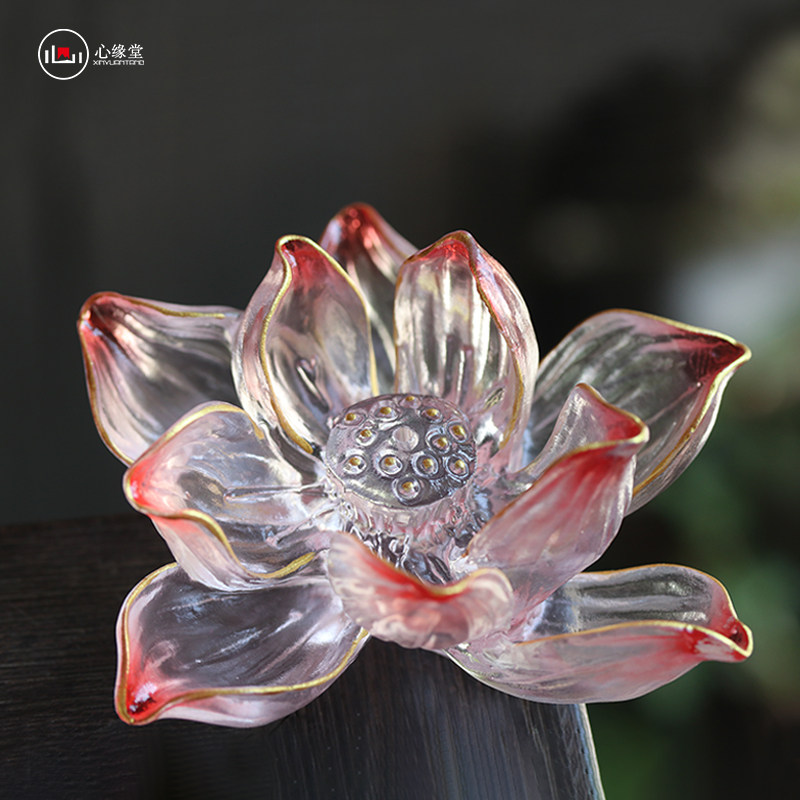 心缘堂琉璃香器【清语莲香】莲花香插饰品摆件香具茶器配件杯垫