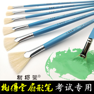 榭得堂谢得堂猪鬃硬毛鱼尾扇形笔水粉笔套装丙烯颜料油画笔谢德堂