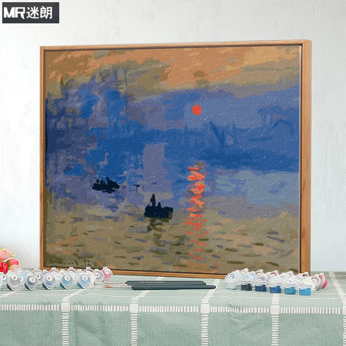 迷id朗y数字油画客厅抽象名人名日手工手绘装饰画画出印象油彩画