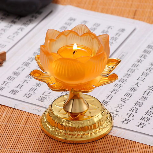莲花酥油灯座蜡烛烛台家用 供花莲奉灯佛堂佛灯供花佛灯摆件烛