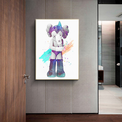画aws公仔人偶创意客厅沙发背景墙单幅挂k卧奢轻室玄关有框壁画