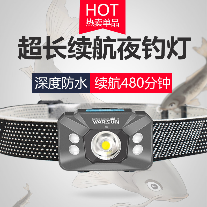 感应头灯强光充电超用LE外头戴式超长续航夜钓钓鱼专亮户D小号型