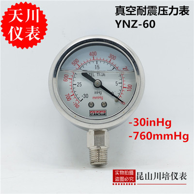 上海天川仪表 耐震真空压力表 YNZ-60 -760mmHg -30inHg