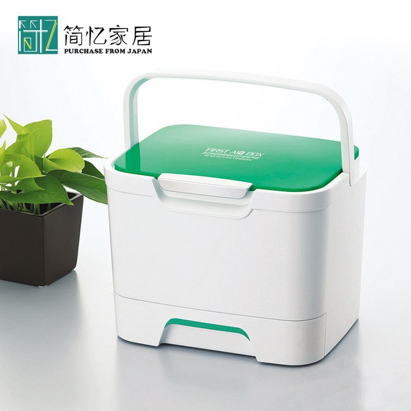 日本进口手提医药箱塑料急救箱药品收纳盒家用医疗箱药品存储箱子