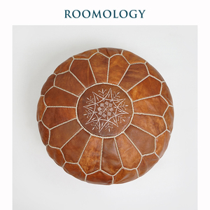 Roomology摩洛哥皮墩进口手工曼达拉绣花羊皮墩蒲团坐垫多色