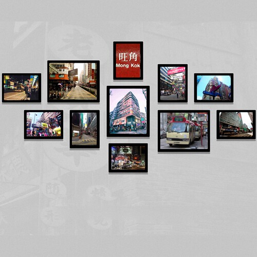 香港挂画 个性海报画 老街景壁画 奶茶店相片墙 港式茶餐厅装饰画