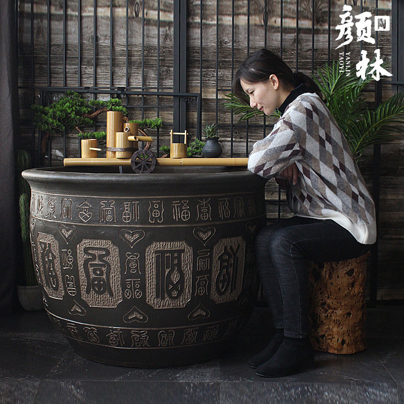 精品陶瓷大缸土陶缸特大庭院水缸招财缸鱼缸睡莲盆大号雕刻