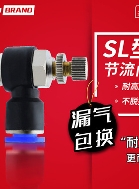 气动快速接头SL8-02节流阀调节阀调速开关JSC6-M5/10-03/12-04