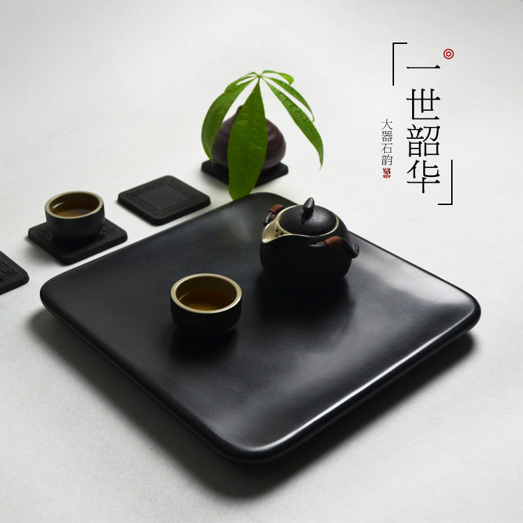 天然石头乌金石黑金石茶盘 小茶盘爆款 干泡 功夫茶具茶台