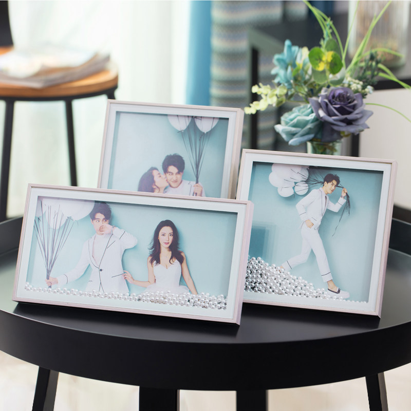 韩式婚纱照相框摆台定制结婚照片创意珍珠桌摆7寸10寸床头柜摆件
