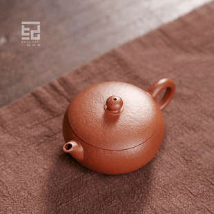 宜兴名家正宗紫砂壶 手工扁圆珠壶朱泥小泡茶壶功夫茶具套装100cc