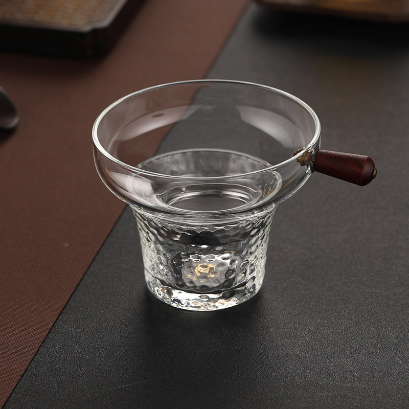 新羽手工玻璃过滤网茶漏茶滤 创意茶叶过滤器漏斗茶具配件滤茶器