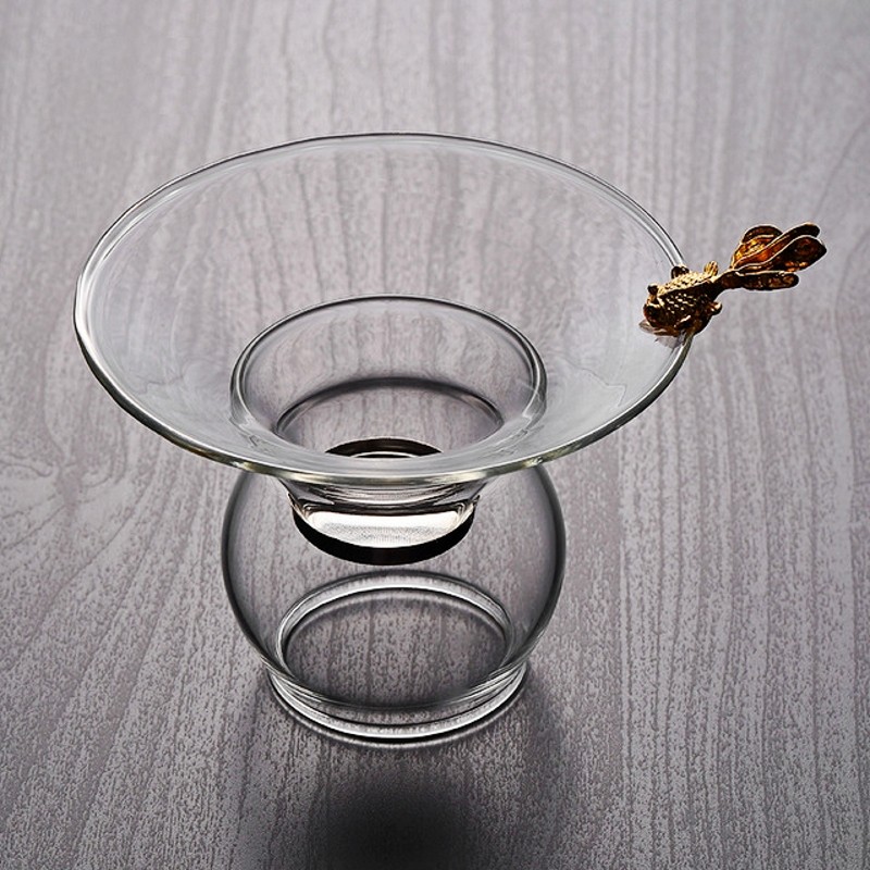 金鱼耐热玻璃大号茶漏透明茶滤网茶叶滤网过滤器功夫茶具配件茶滤