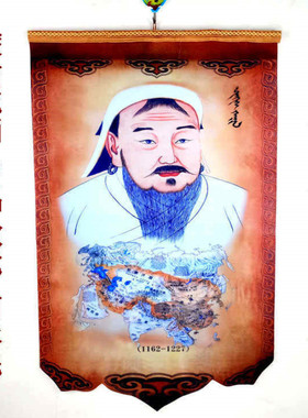 蒙古毡画蒙古族特色装饰画成吉思汗工艺品挂画餐厅蒙古包装饰毡画