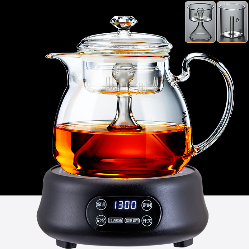 大容量玻璃茶壶蒸茶壶耐高温蒸汽煮茶器蒸煮两用电陶炉茶具套装