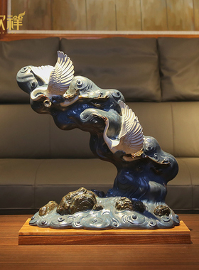 铜欣祥彩铜《鹤庆祥和》家居装饰品工艺品摆设客厅玄关艺术品摆件