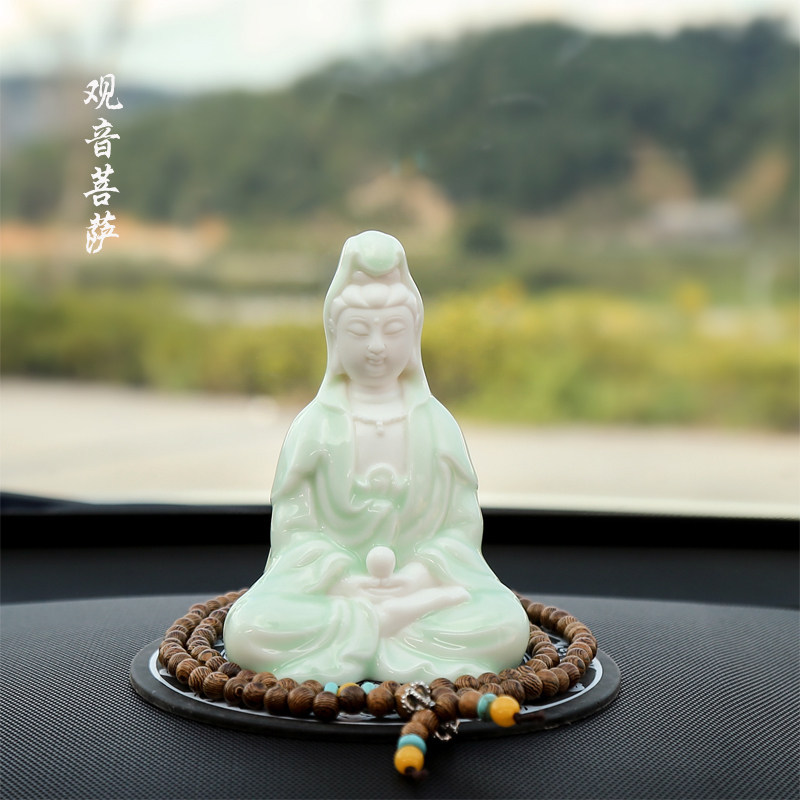 陶瓷佛像观音菩萨汽车摆件 车上车内车载中控台装饰品保平安包邮