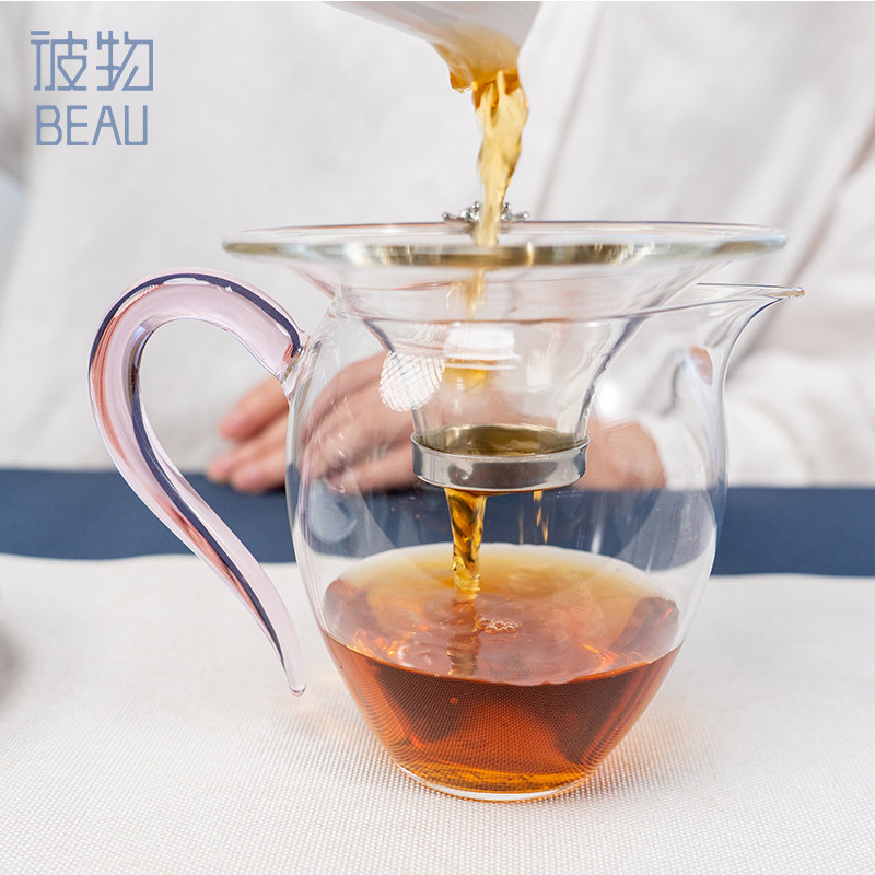 天福茗茶 彼物雅趣茶海 茶具玻璃家用公道杯耐高温透明加厚简约