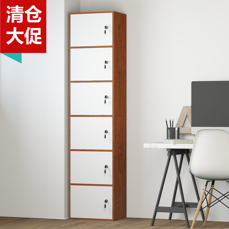 包邮木柜加锁带锁柜储物柜理发店自由组合带门收纳柜美容店存包柜