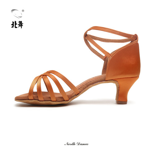 速发成人专舞拉丁业鞋士软底底中跟凉鞋巧克力色新款