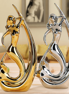 速发创意金色摆品家居饰件装端客厅简约高饰品轻奢陶瓷酒柜小摆设