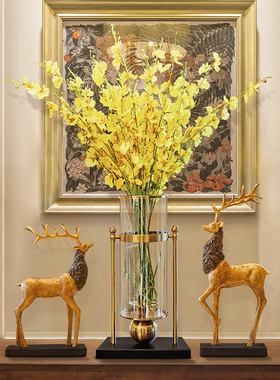 速发美式轻奢摆件客厅饰瓶欧式玄关柜视柜鹿工艺品酒电家居装花品