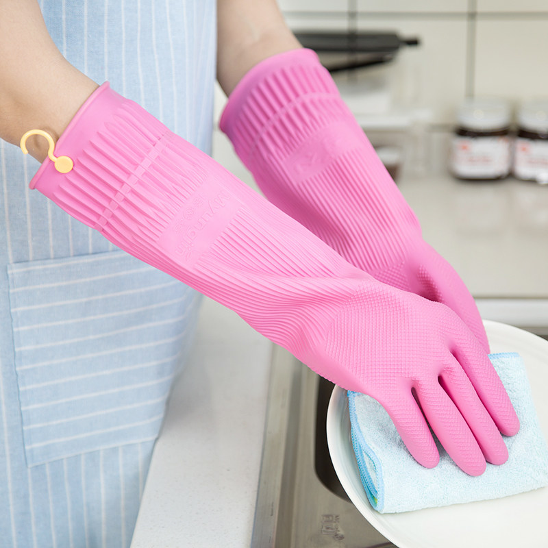 韩国进口厨房洗碗手套防水橡胶塑胶家务洗衣服耐用女加长款带挂钩,家庭/个人清洁工具,常规家务手套,淘宝优惠券,粉丝福利购,淘宝优惠卷