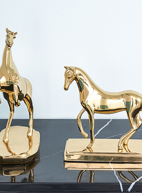 北欧轻奢纯铜马摆件马到成功书房开业礼物新居礼品全铜家居装饰品