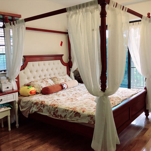 定制四柱架子床幔东南亚风美式z中式主题酒店客栈床帘纱幔蚊帐床