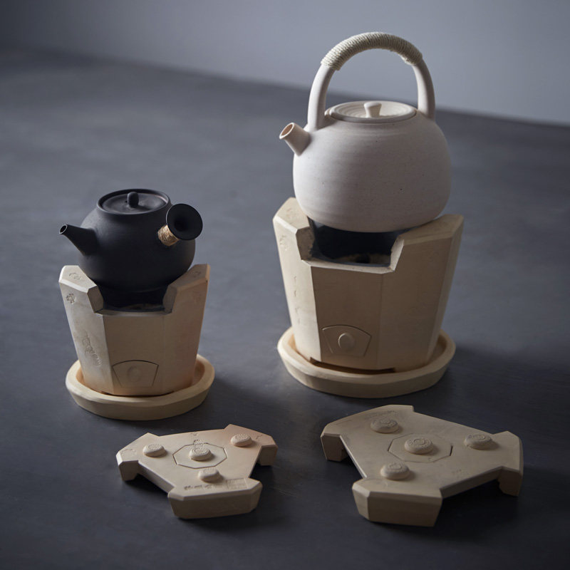 手工耐火白泥f炉小号炭炉煮茶器风炉功夫茶具日式烧水炉仿古盖炉