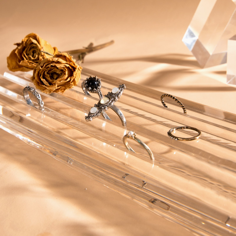 饰季陈列亚克力戒指展示架高档戒指收纳托盘饰品架首饰拍照道具