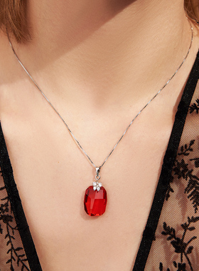 牛年本命年礼物925水晶吊坠挂件项链女中国红民族风个性饰品