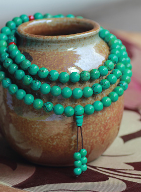 绿松石手串108颗佛珠手链男女配饰转运民族风毛衣链项链长款百搭