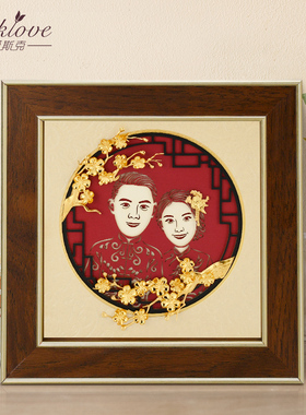 金箔定制结婚照情侣闺蜜照片家居饰品摆件电视柜酒柜装饰结婚礼物