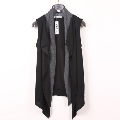 中长款马甲男士潮流韩版假两件马夹背心春夏拼色坎肩无袖开衫外套