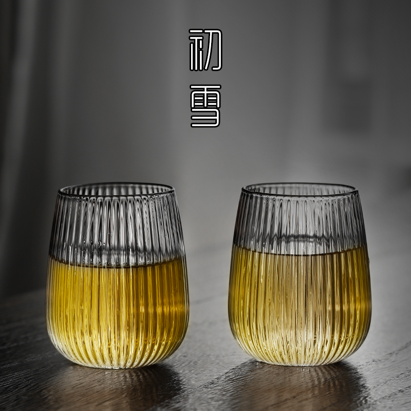 玻璃杯水杯ins风m套装家用日式竖纹喝水杯子女耐热夏季高颜值茶杯