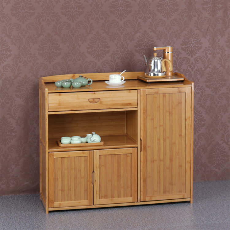 楠竹多层饮水机柜家用泡茶厨房置物架水桶茶水柜实木柜客厅餐边柜