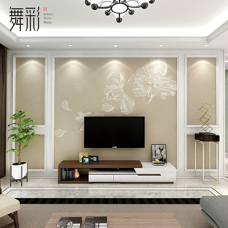 中式壁纸现代简约客厅壁布电视背景墙墙布卧室墙纸影视墙壁画新款