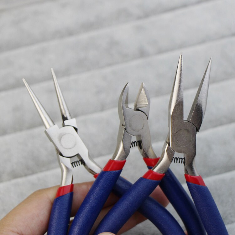 热销钳子套装diy手工饰品绕线工具平口尖嘴圆嘴珠宝钳剪钳卷9针钳