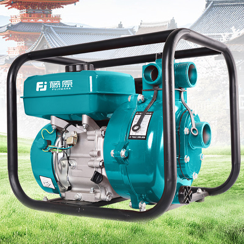 进口日本藤原四冲程汽油机水泵农用灌溉高压双叶轮抽水泵消防高扬