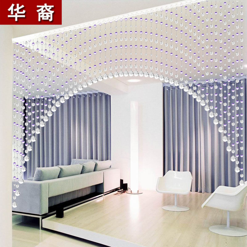 水晶帘子客厅珠帘客厅餐厅隔断家用装饰玄关半门帘挂帘珠链免打孔