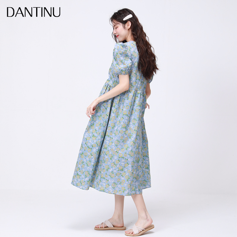 孕妇裙子V领碎花长裙2021夏季大码时尚a字雪纺连衣裙过膝夏天夏装